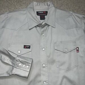 Forge FR Shirt Men's 3XL Gray Pearl Snap Work Wear Flame Resistant NFPA 2112